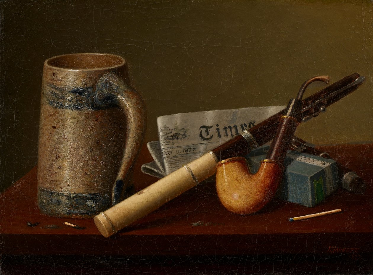 Csendélet fuvolával és a The Timesszal alkotó: William Michael Harnett
