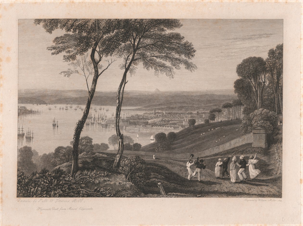 Plymouth dokk, a Mount Edgecumbe-ból alkotó: William Miller