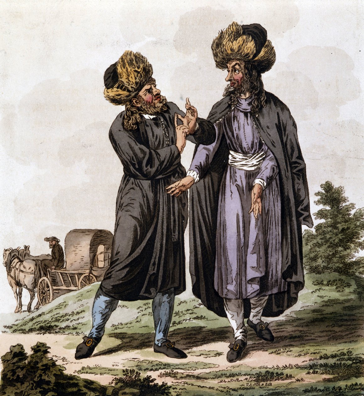 Lengyel zsidók, metszet Antoine François Bertrand de Molleville „Az osztrák ház örökös állapotainak jelmeze” című könyvéből, William Miller (1796-1882) illusztrálta 1804-ben alkotó: William Miller