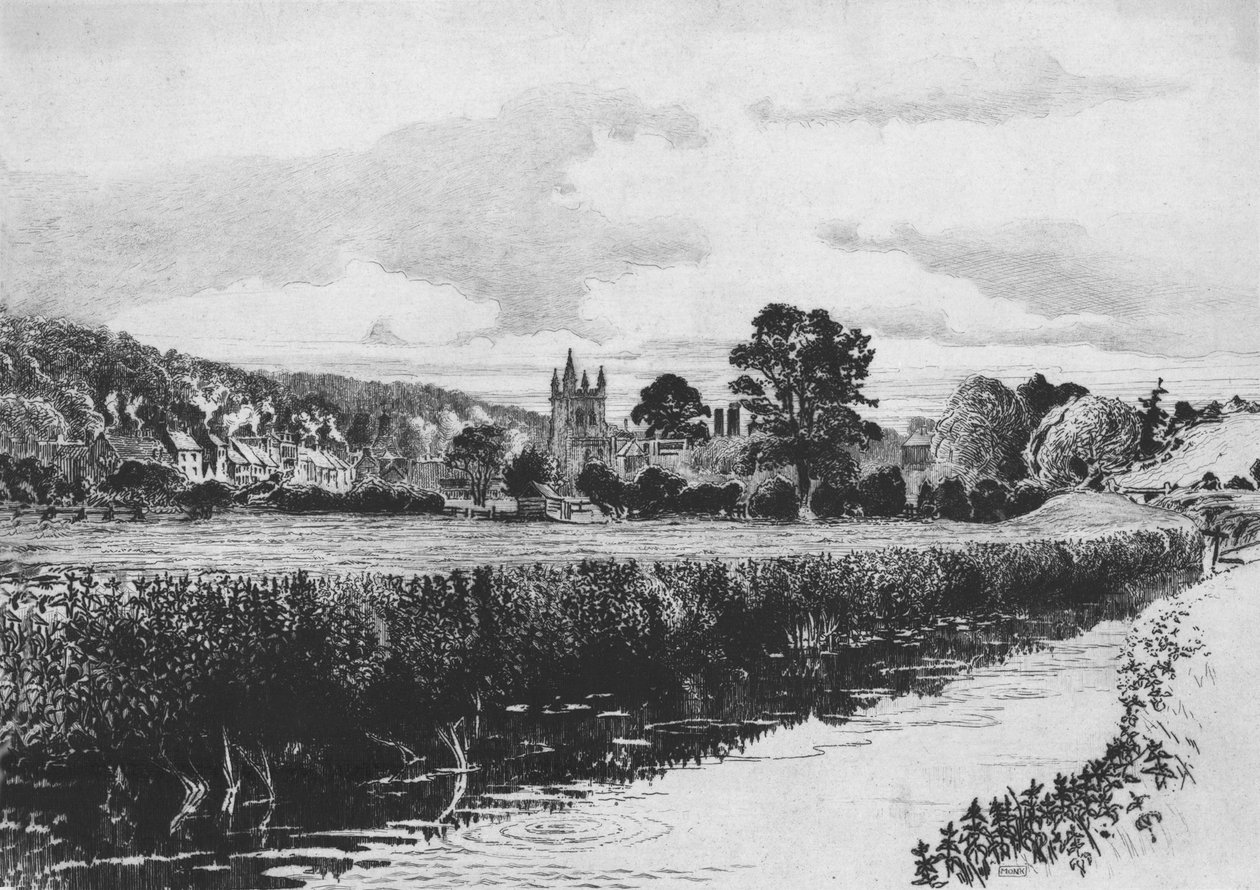 Amersham és a Misbourne folyó, 1904. alkotó: William Monk