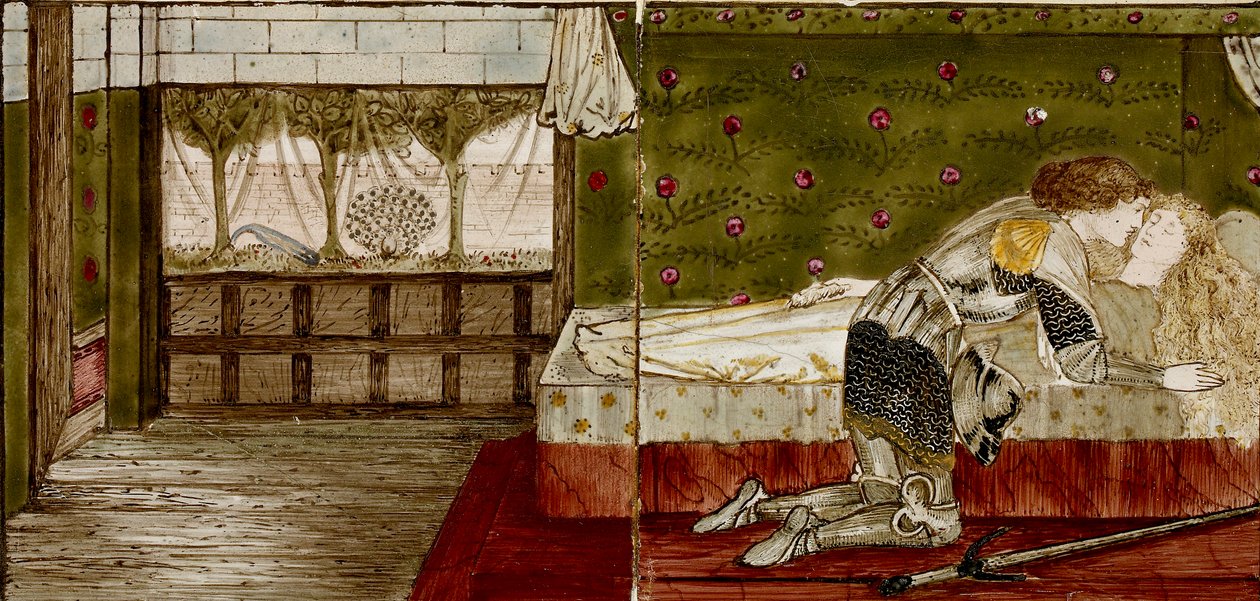 Tizenhat csempe nyolc illusztrációja a „Briar Rose” (1862-1865) mesének. Művészek: William Morris, Sir Edward Coley Burne-Jones. alkotó: WilliamWilliam Morris, Sir Edward Coley Burne Jones