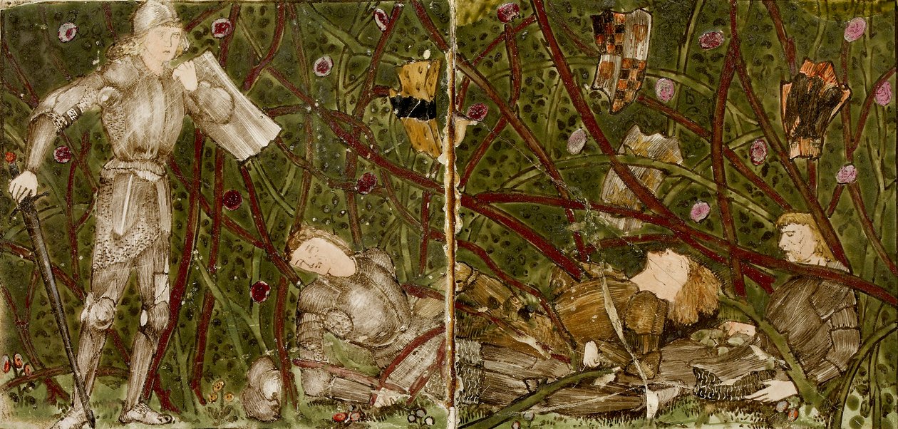Tizenhat csempe nyolc illusztrációja a „Briar Rose” (1862-1865) mesének. Művészek: William Morris, Sir Edward Coley Burne-Jones. alkotó: WilliamWilliam Morris, Sir Edward Coley Burne Jones