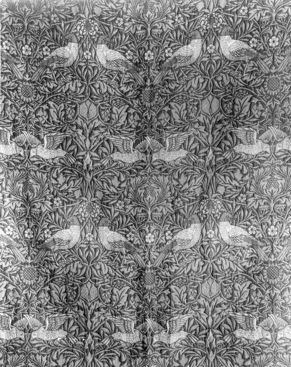 William Morris (1834-96) „Madár” terve (szövött gyapjú) (fekete-fehér nyomat) (a színes képet lásd: 136483) alkotó: William Morris