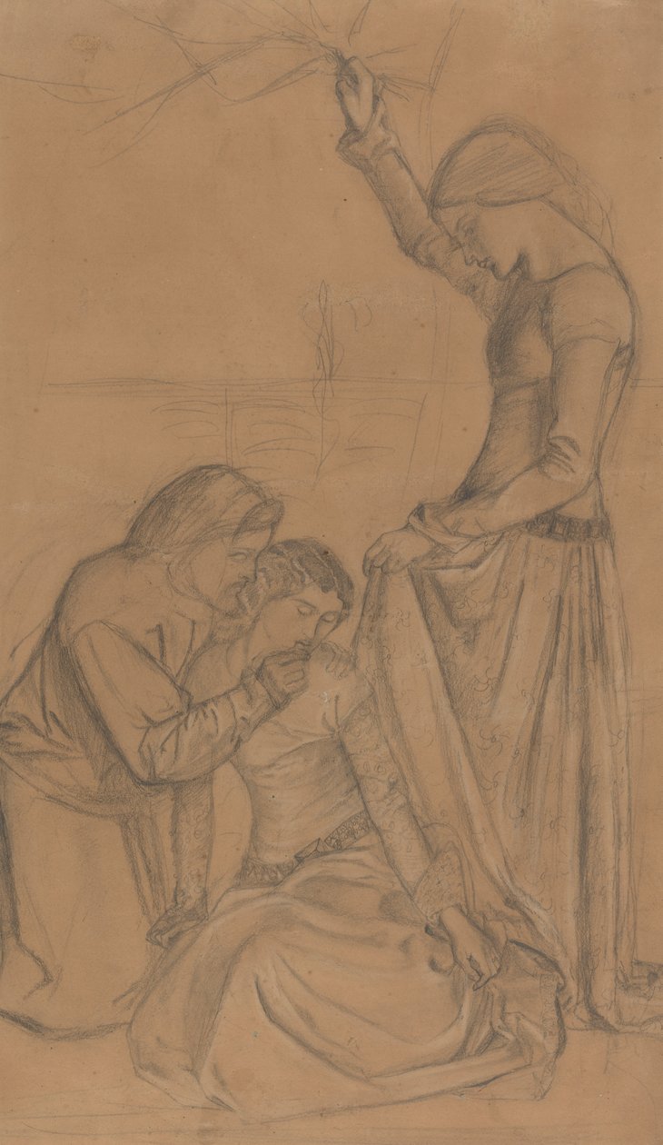 Három figura kompozíciója a kertben alkotó: William Morris