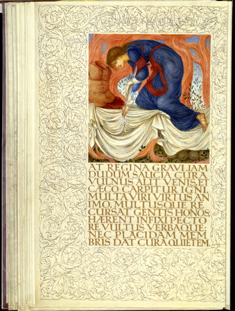 Dido megszúrta magát, Vergilius „Aeneis” című könyvének IV. alkotó: William Morris
