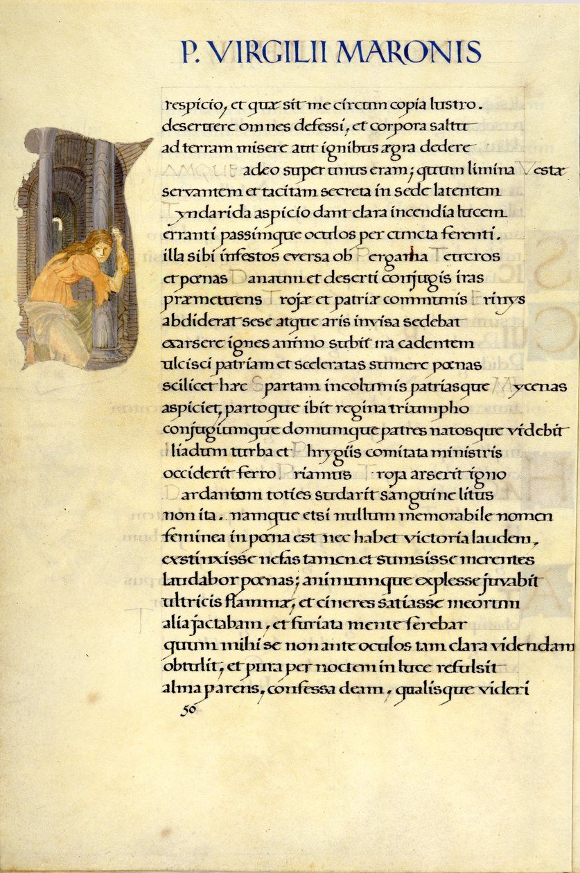 Helén a Vesta templomban bujkál, 50. oldal Vergilius „Aeneis” című művéből alkotó: William Morris