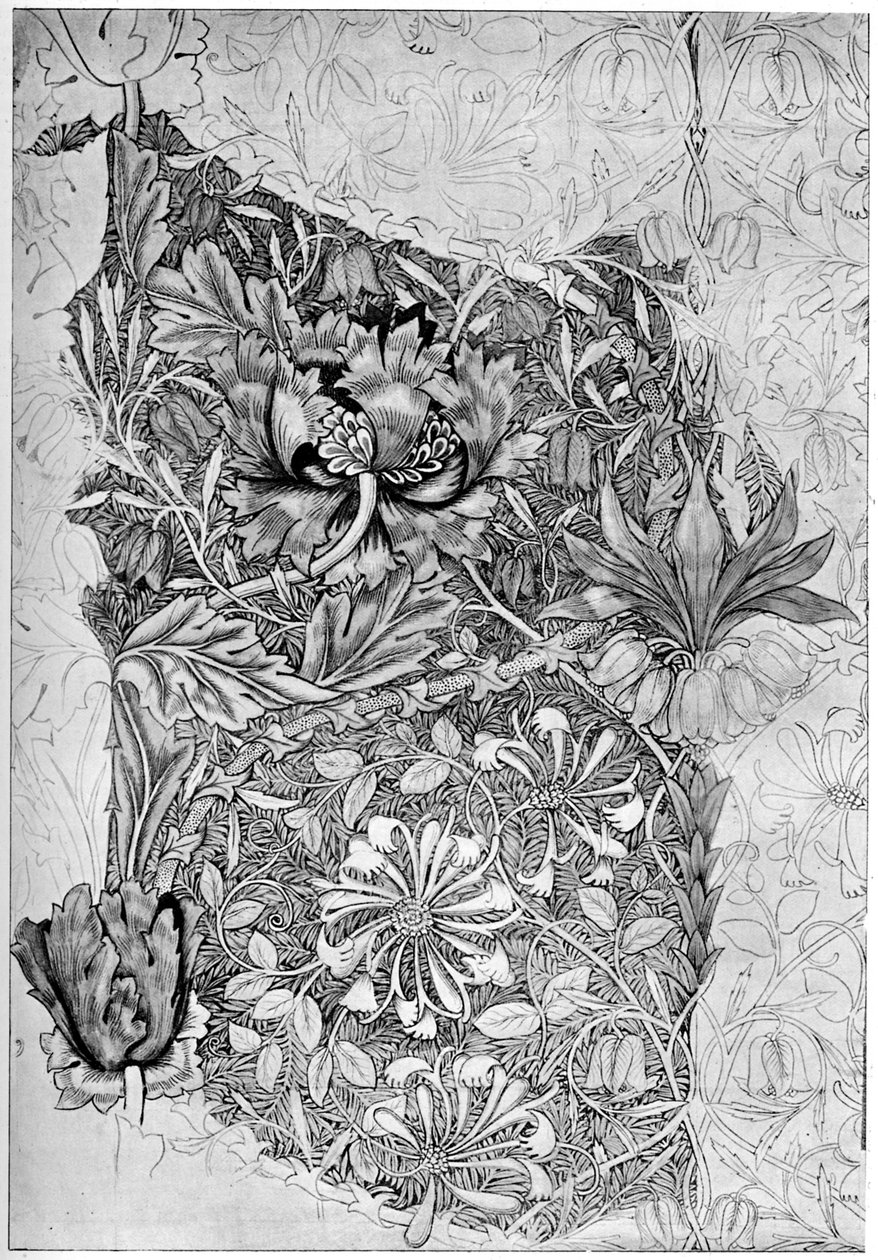 Vászonra nyomtatott lonc minta, 1883 1934. alkotó: William Morris