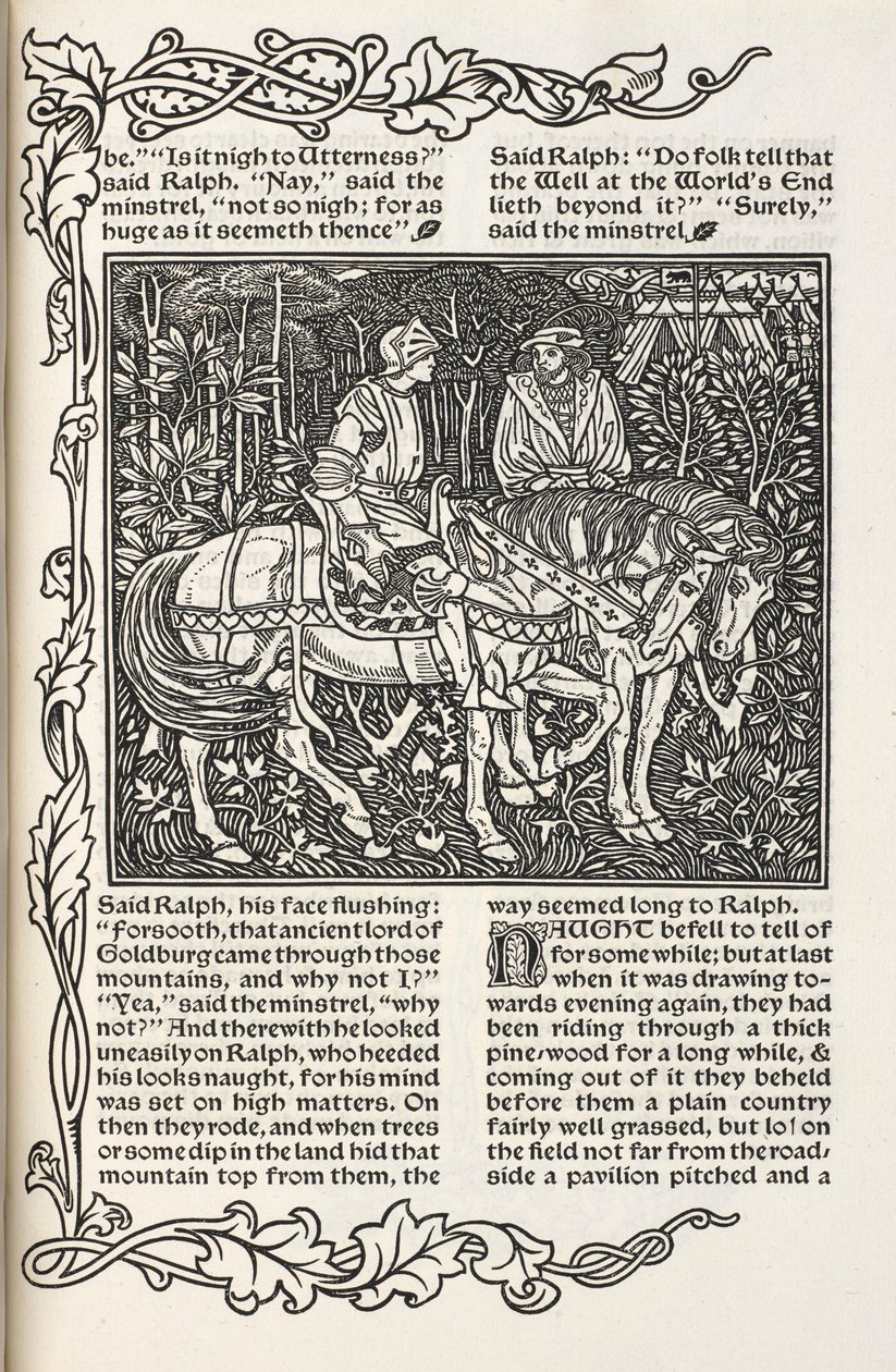 Illusztráció a "kút a világ végén" című történethez. Illusztráció és tervezés: William Morris. alkotó: William Morris