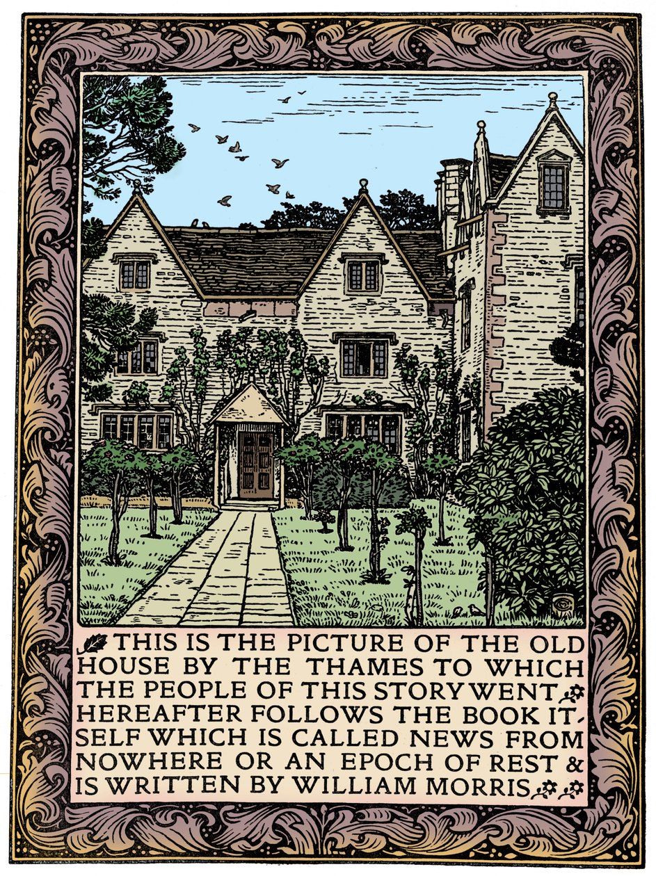 Kelmscott Manor, Gloucestershire, a News from Nowhere előlapja, c1892 1901 alkotó: William Morris
