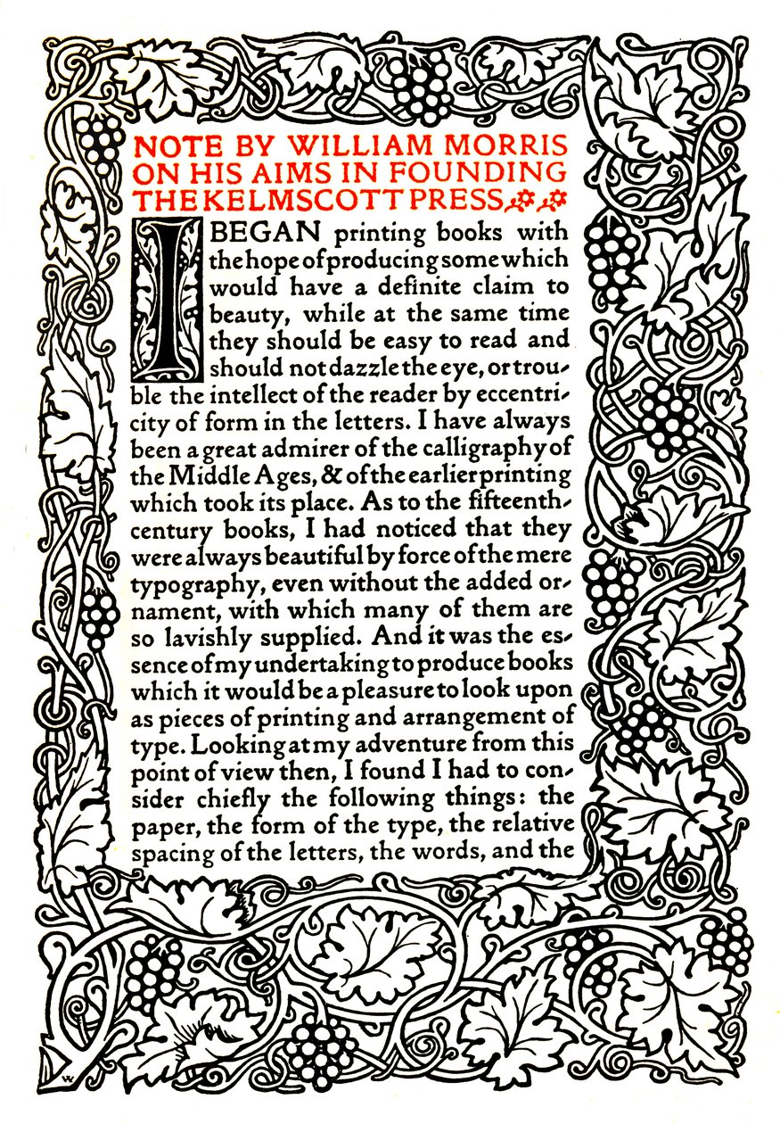 Kelmscott Press: Aranybetűvel nyomtatott oldal, 1895 körül, 1914 alkotó: William Morris