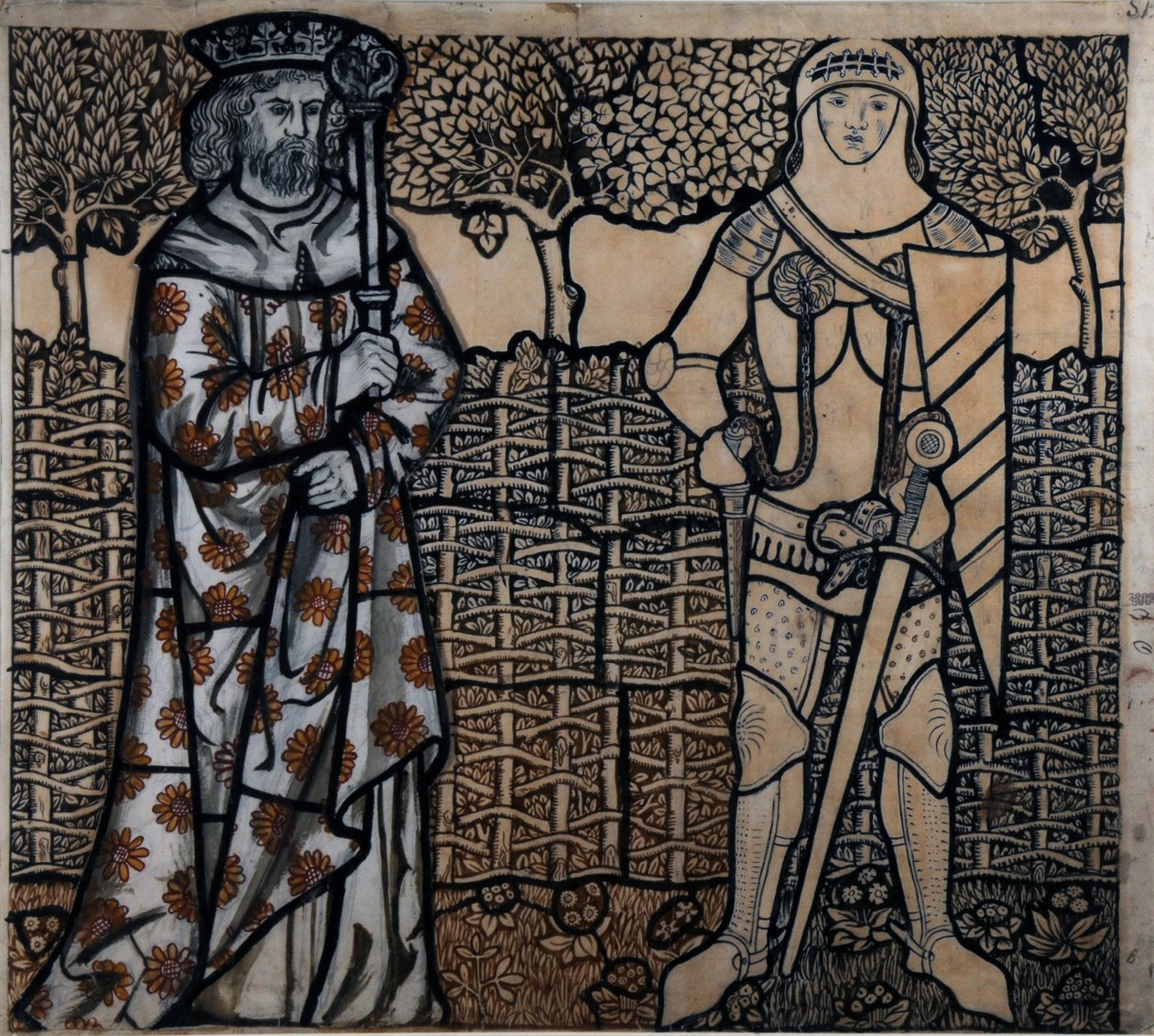 Arthur király és Sir Lancelot, 1862. alkotó: William Morris