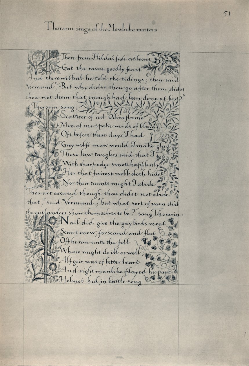 Oldal az Eyr lakóinak történetéből, 1871. alkotó: William Morris