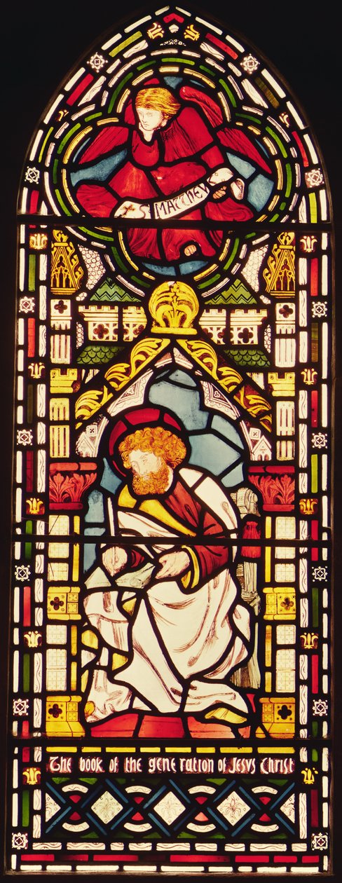Szent Máté, 1870 körüli ólomüveg alkotó: William Morris