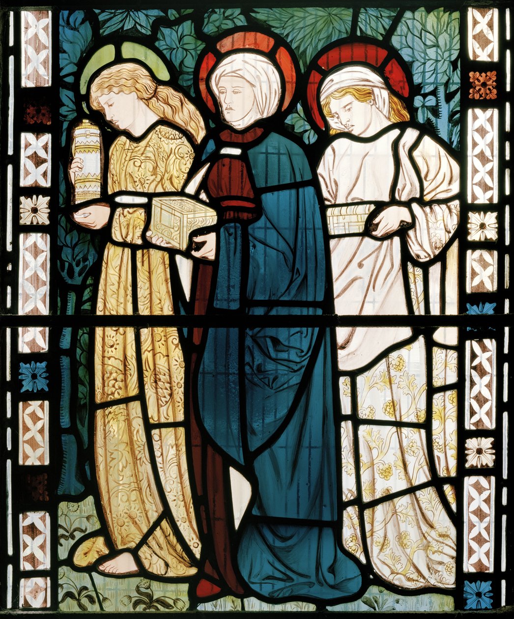 Három Mária a sírnál, 1862 (festett üveg) alkotó: William Morris