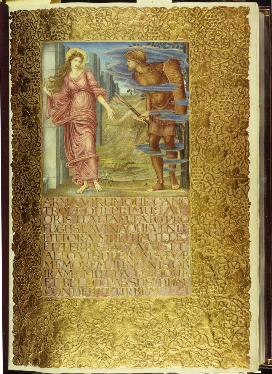Vénusz és Aeneas, Vergilius „Aeneisének” I. könyvének megnyitója alkotó: William Morris