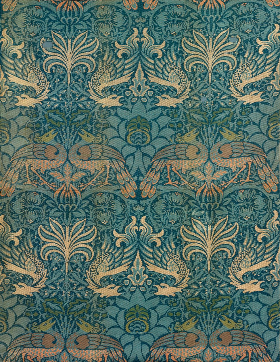 William Morris Peacock and Dragon Textil Design, 1880 körül (fatömb nyomat) alkotó: William Morris