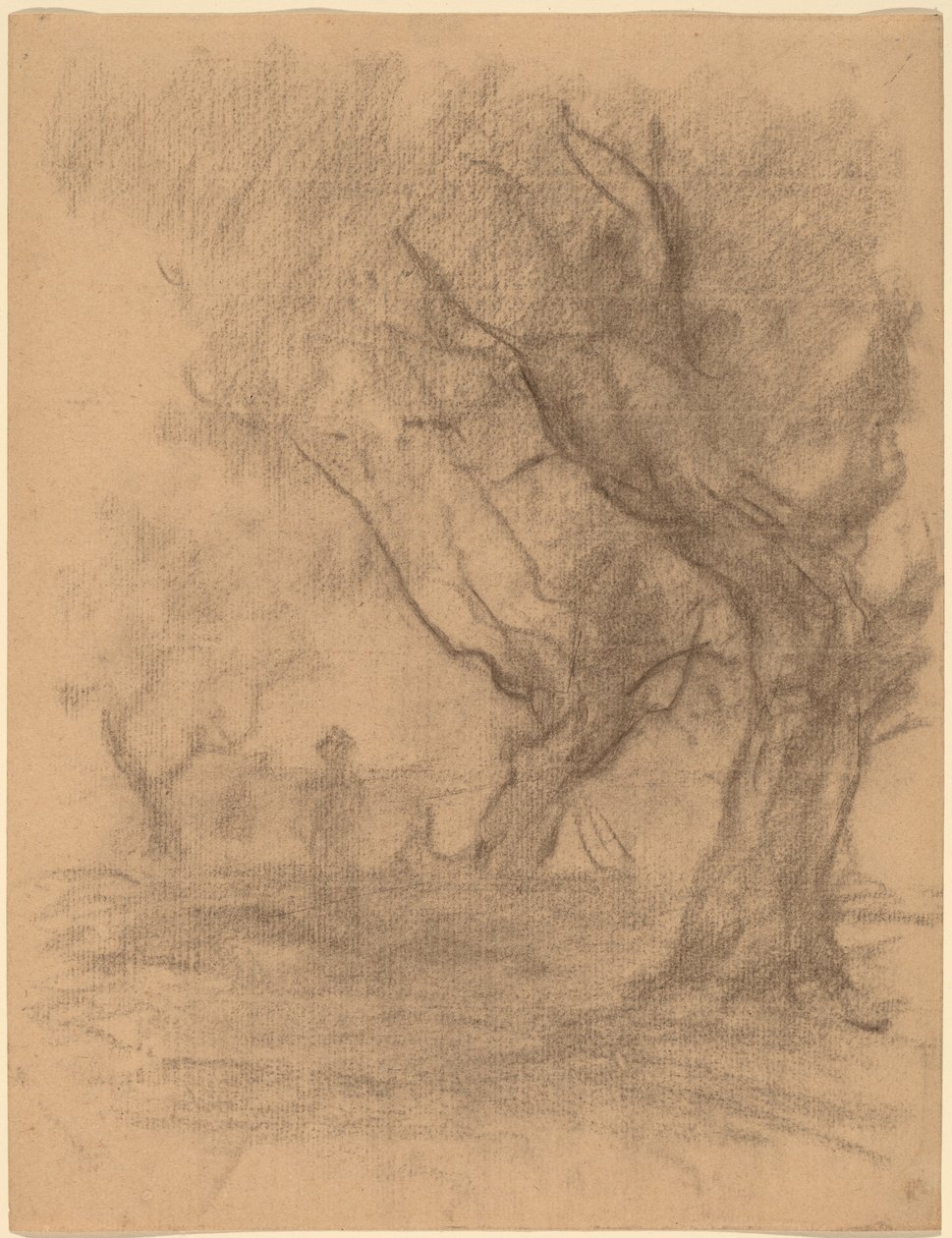Nő áll két fa alatt alkotó: William Morris Hunt