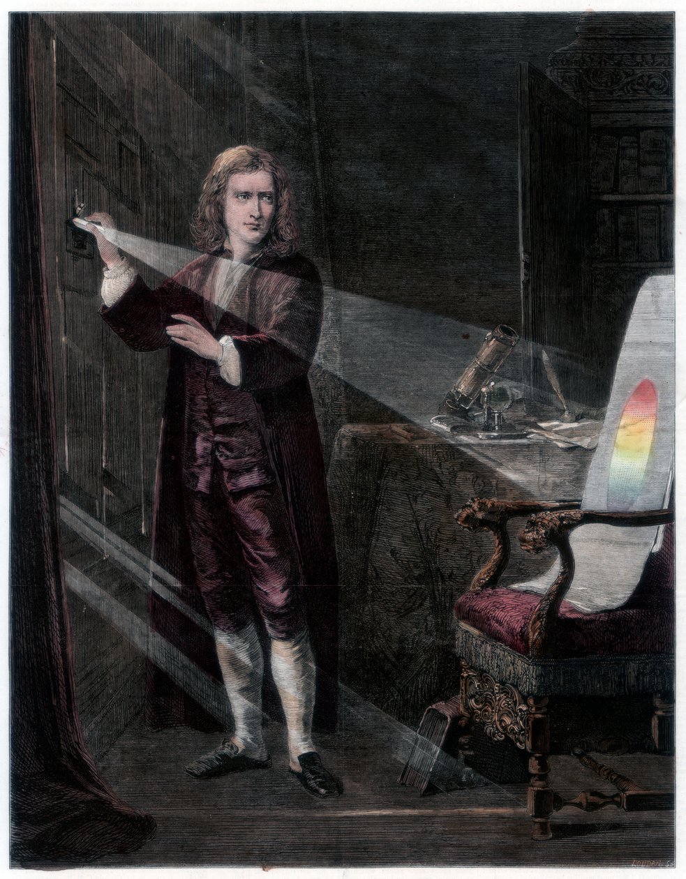 "Newton vizsgálja a fényt", 1870 alkotó: William Mouat Loudan