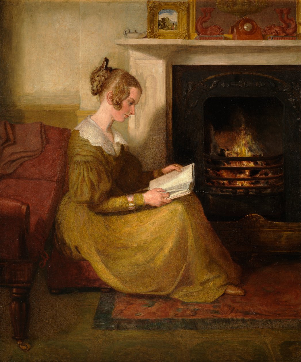 Olvasmány a tűz mellett, 1825 körül alkotó: William Mulready
