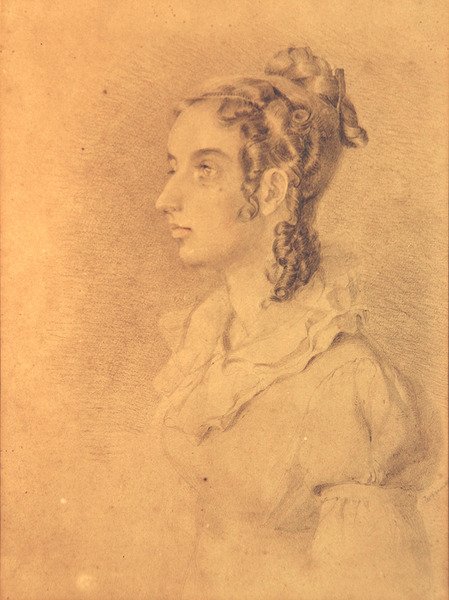 Egy hölgy portréja (ceruza és színes ceruza papíron) alkotó: William Mulready