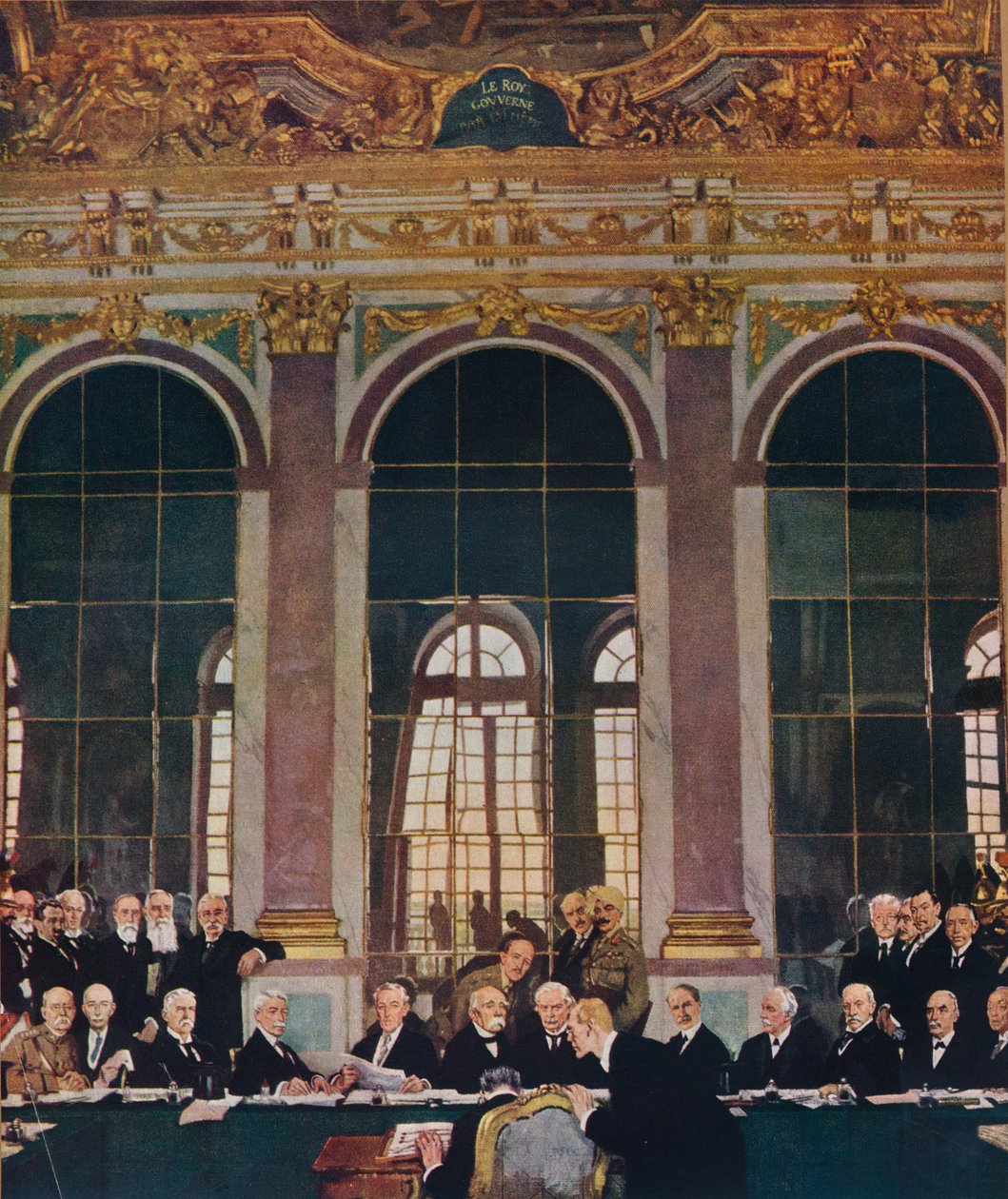 A béke aláírása a tükrök csarnokában, Versailles, 1919. június 28., 1919. 1935. alkotó: William Newenham Montague Orpen