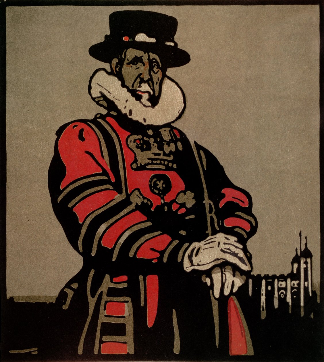 Beefeater a „London Types”-ből, William Heinemann kiadásában alkotó: William Nicholson