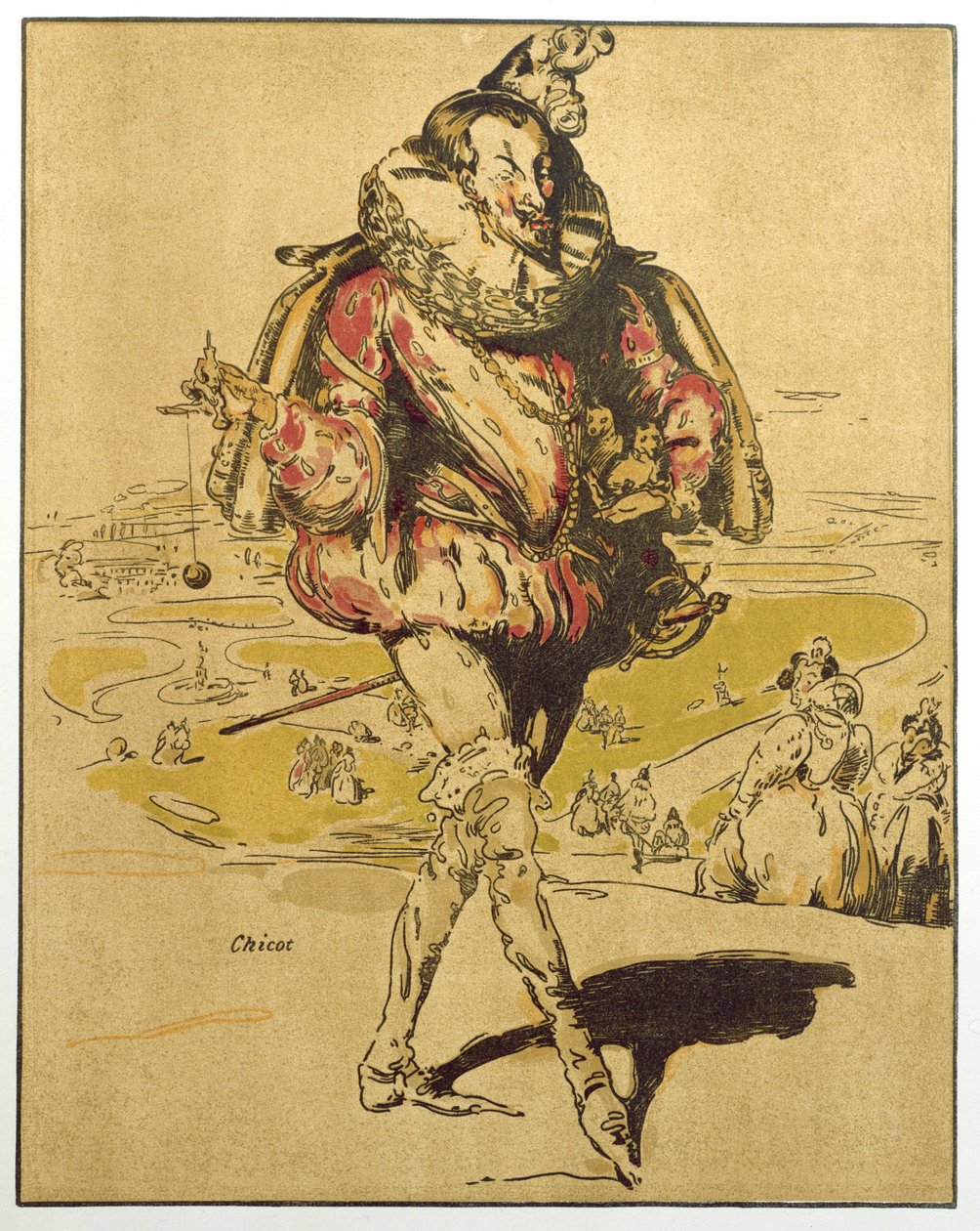 Chicot, illusztráció a "Characters of Romance"-ből, először 1900-ban jelent meg (színes litó) alkotó: William Nicholson