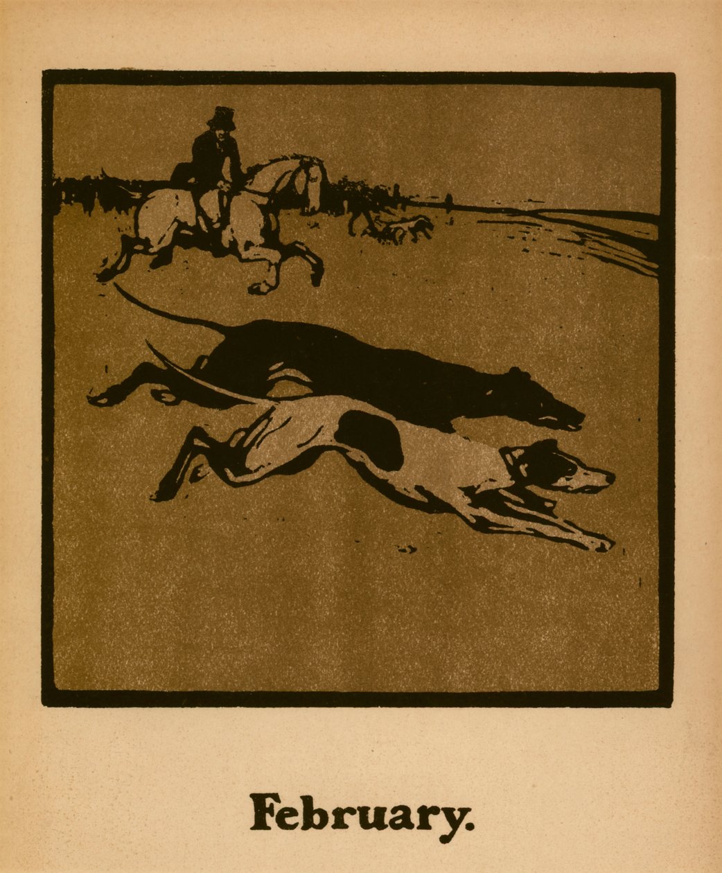 Coursing (február), 1898 körül (színes litó) alkotó: William Nicholson