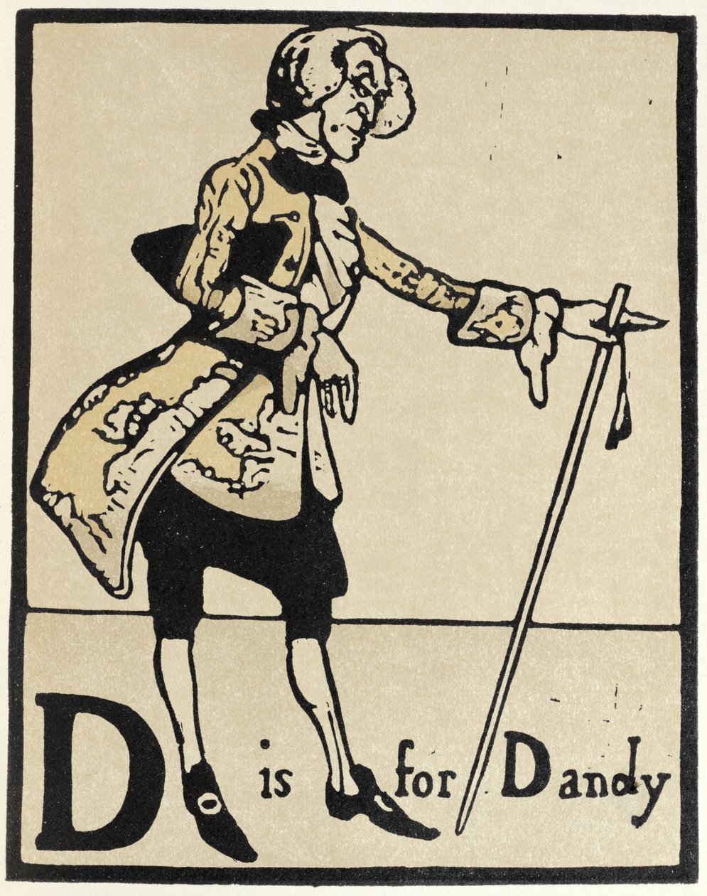 D: Dandy, illusztráció az „An Alphabet” kocsmából. 1898 (kézzel színezett fametszet) alkotó: William Nicholson