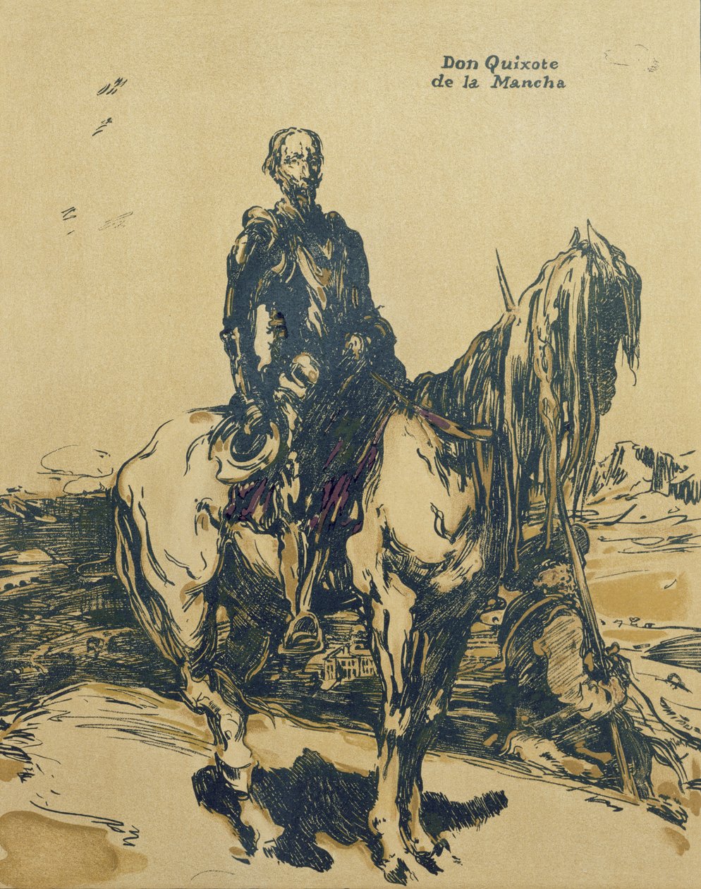 Don Quijote de la Mancha, illusztráció a "Characters of Romance"-ből, először 1900-ban jelent meg (színes litó) alkotó: William Nicholson