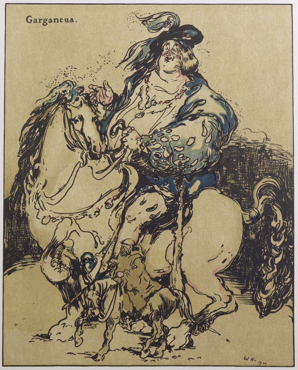 Gargantua, illusztráció a „Characters of Romance”-ből, először 1900-ban jelent meg (színes litó) alkotó: William Nicholson