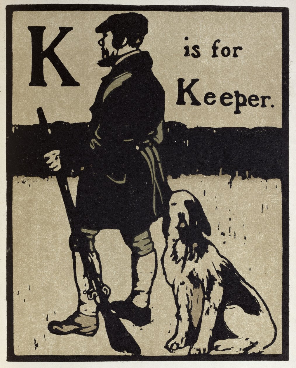 K a Keeper, illusztrációja az „An Alphabet”-ből, William Heinemann kiadója alkotó: William Nicholson