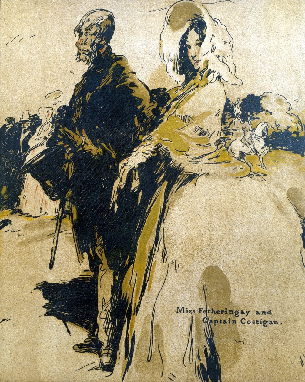 Miss Fotheringay és Costigan kapitány, illusztráció a „Characters of Romance”-ból, először 1900-ban jelent meg (színes litó) alkotó: William Nicholson