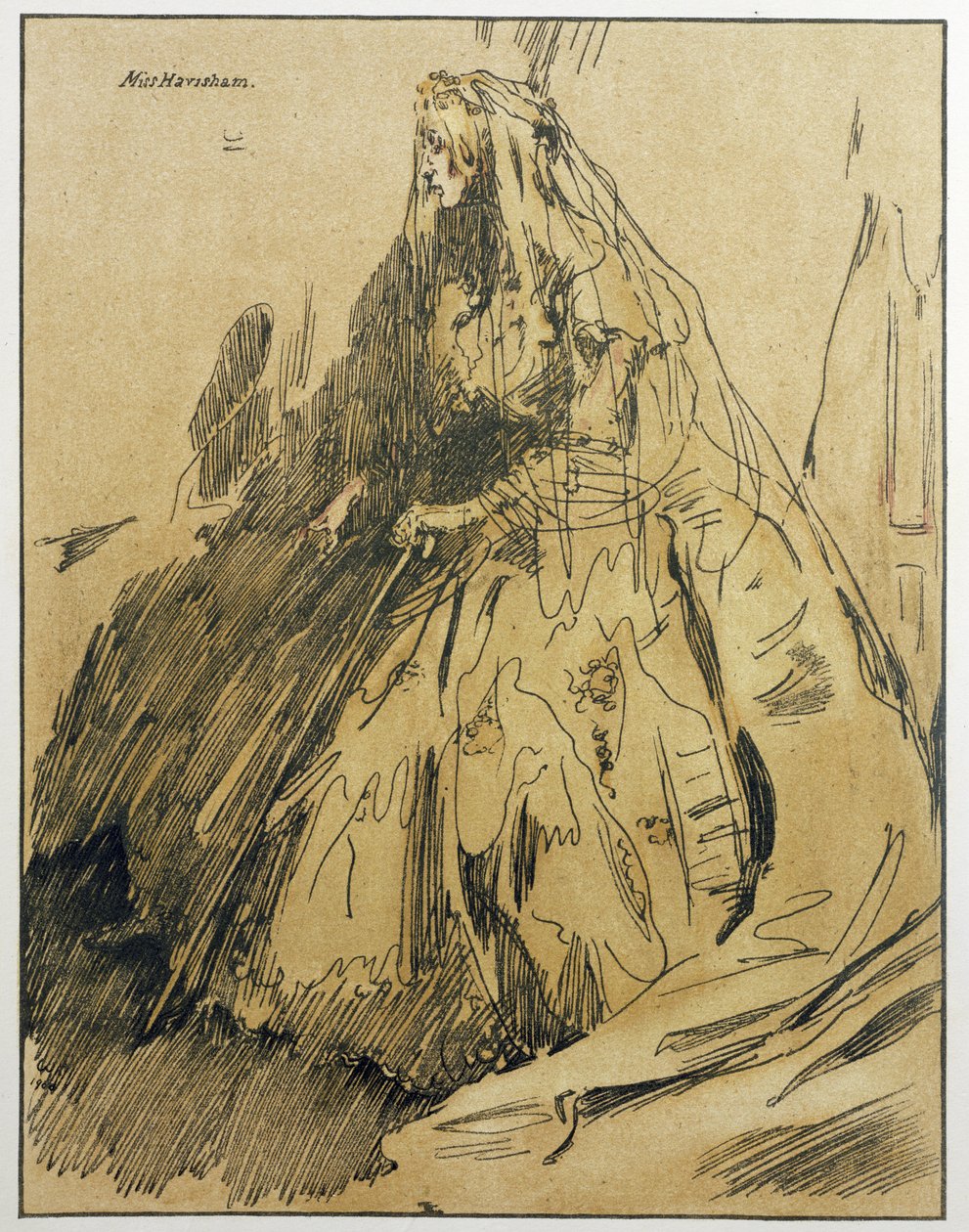 Miss Havisham, illusztráció a „Characters of Romance”-ból, először 1900-ban jelent meg (színes litó) alkotó: William Nicholson