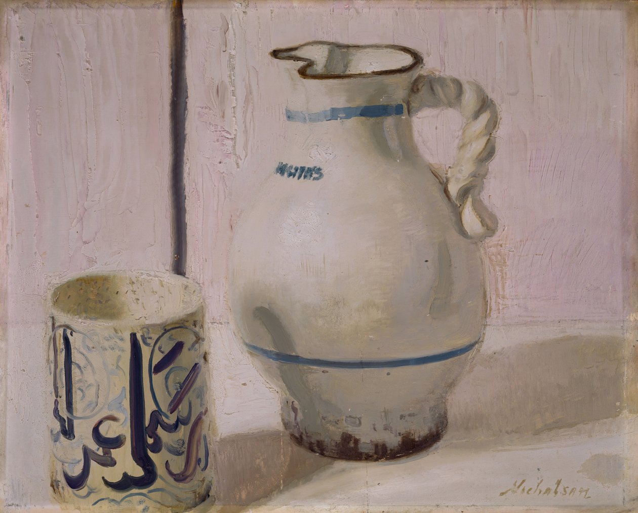 Rózsaszín csendélet kannával, 1935-36. alkotó: William Nicholson