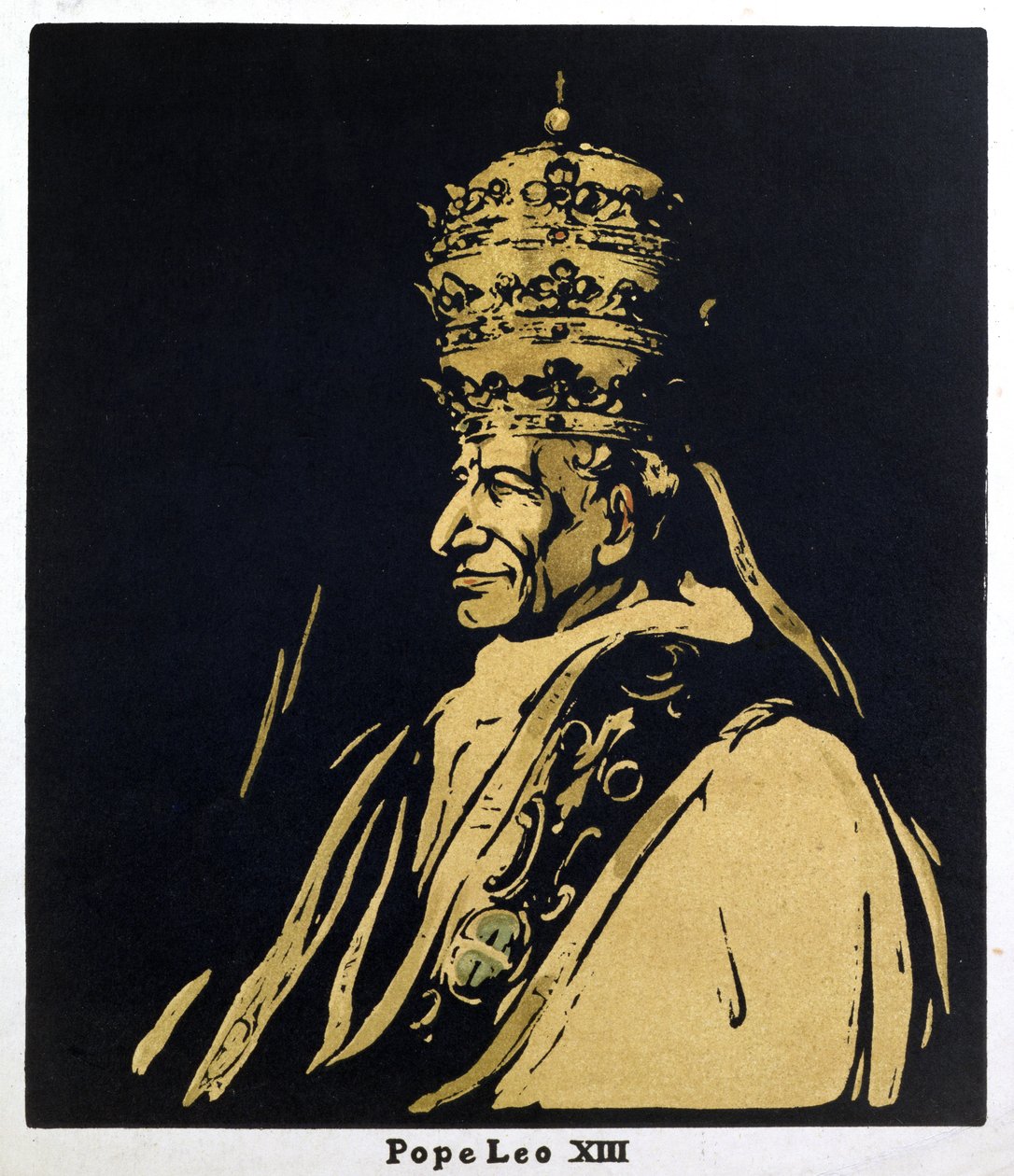 XIII. Leó pápa, Gioacchino Vincenzo Raffaele Luigi Pecci (1878-1903) illusztrációja a „Tizenkét portré – második sorozatból”, 1899-ben megjelent (kézzel színezett fatömb) alkotó: William Nicholson