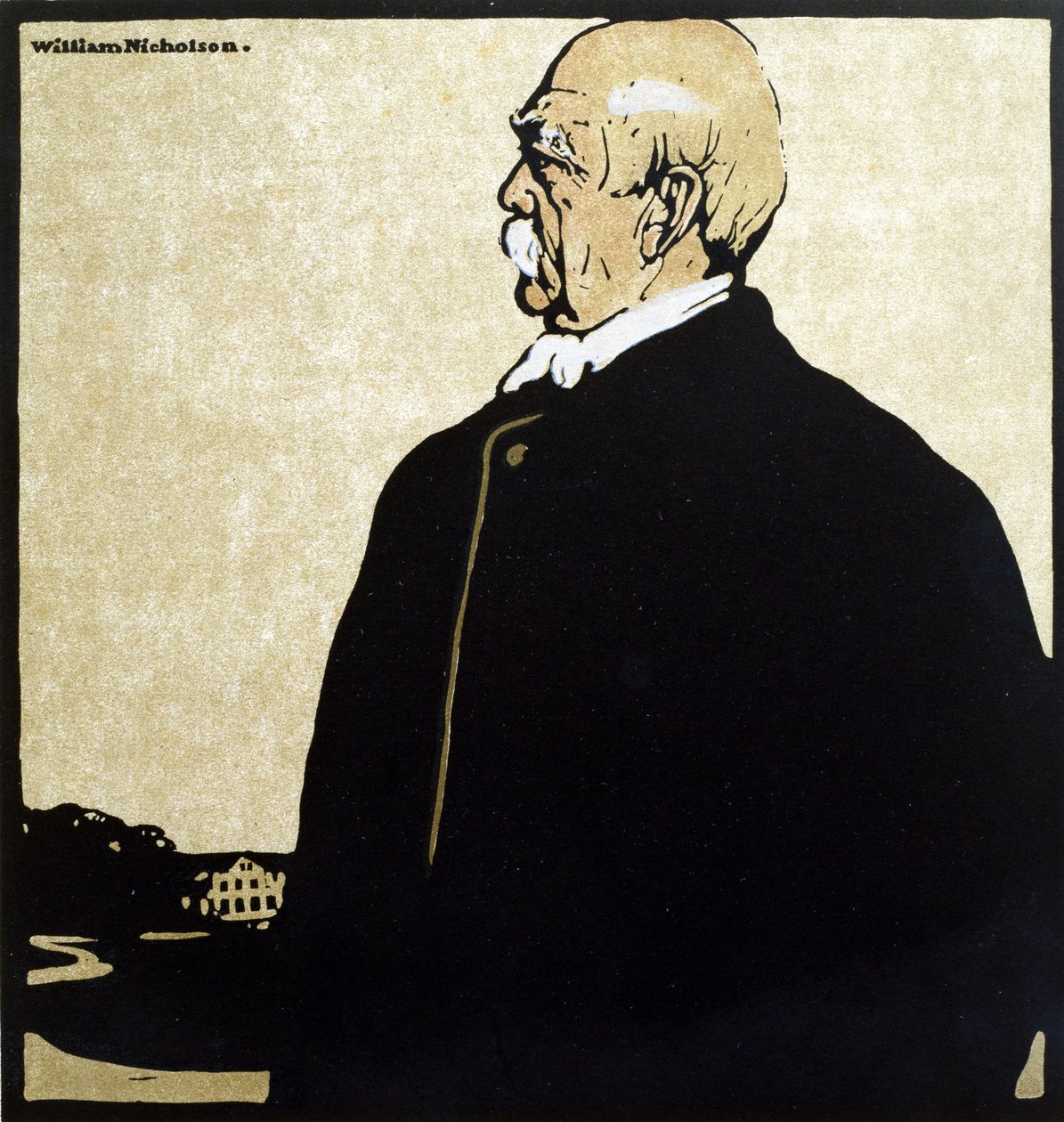 Bismarck herceg (1815-98), illusztráció a „Tizenkét portréból”, 1899-ben (kézzel színezett fatömb) alkotó: William Nicholson