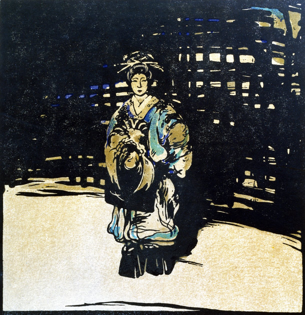 Sada Yacco, illusztráció a „Tizenkét portréból”, 1899-ben (kézzel színezett fatömb) alkotó: William Nicholson