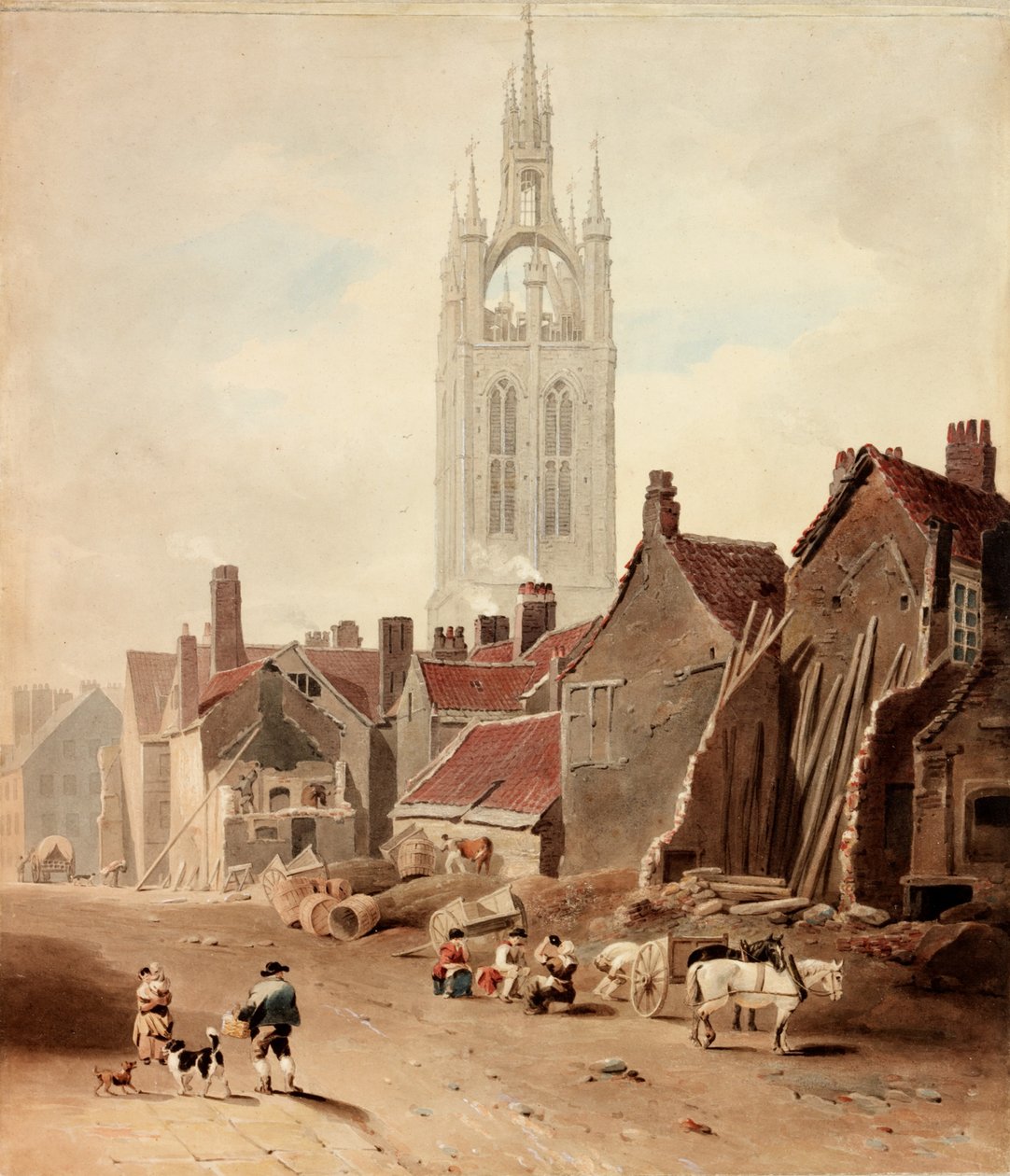 Házak bontása a Collingwood Street helyén, Newcastle upon Tyne (testszín) alkotó: William Nicholson
