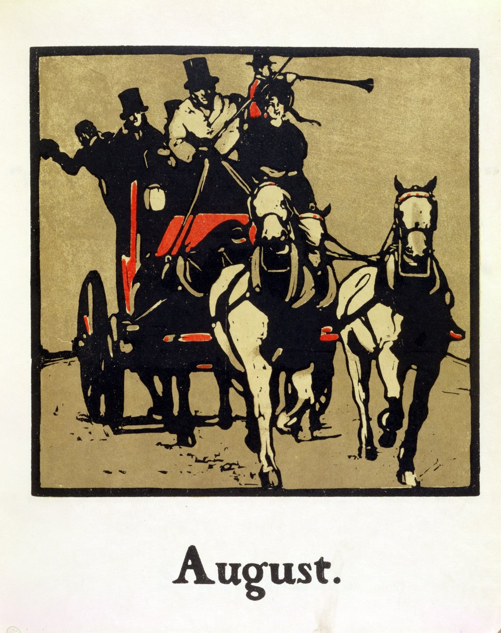 Augusztus hónapja a „Tizenkét sport almanachjából”, Rudyard Kipling szavaival, először William Heinemann alkotó: William Nicholson