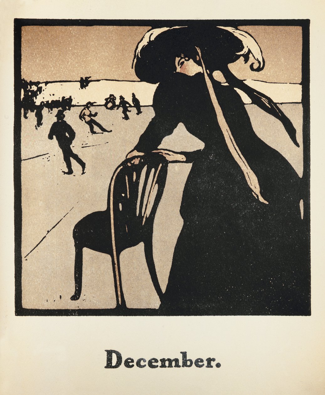 December hónapja: Korcsolyázás, „Tizenkét sportág almanachjából”, Rudyard Kipling szavaival, először William Heinemann alkotó: William Nicholson