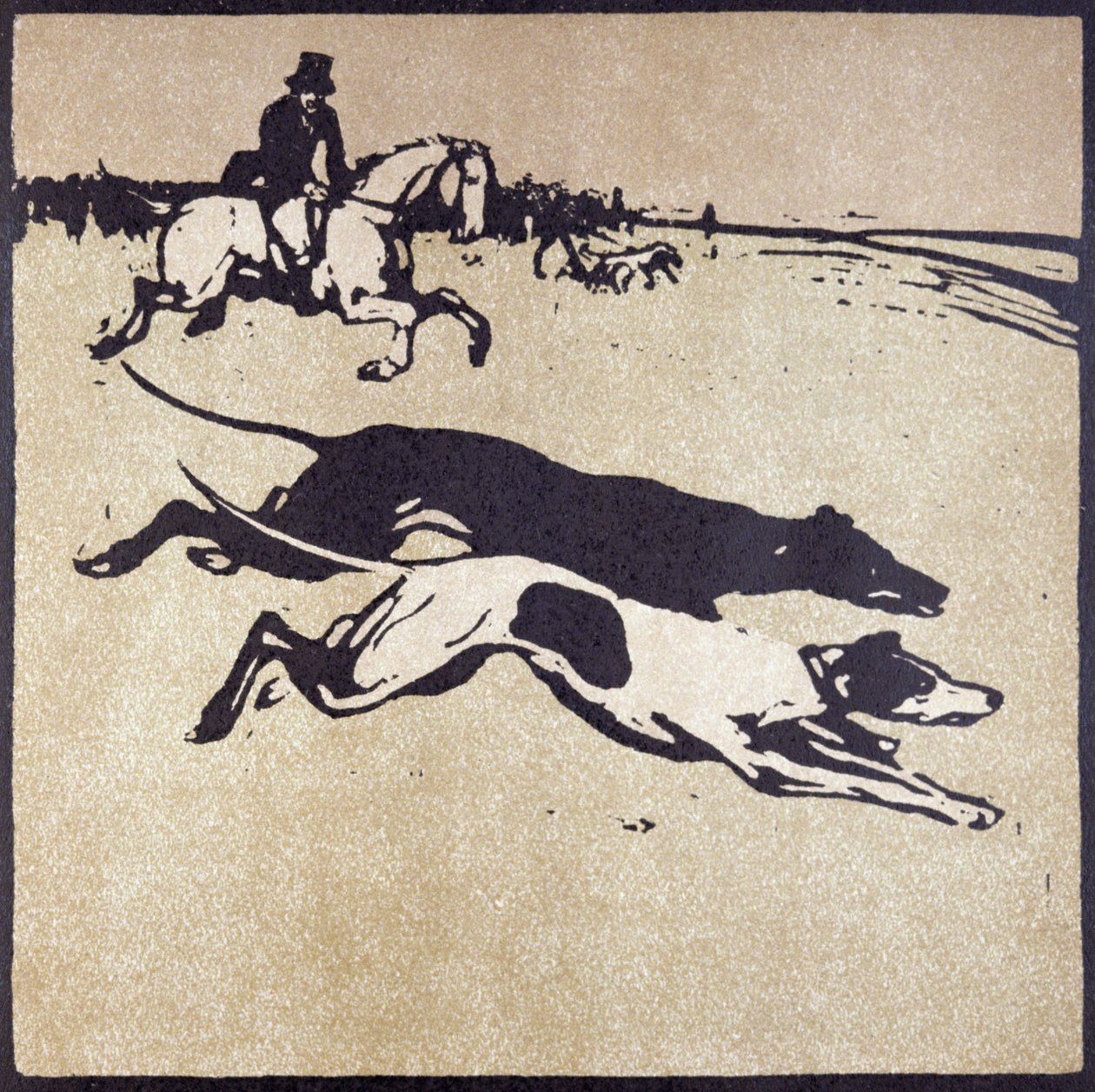 Február hónap: Hare Coursing, „Tizenkét sport almanachjából”, Rudyard Kipling szavaival, először William Heineman adta ki alkotó: William Nicholson