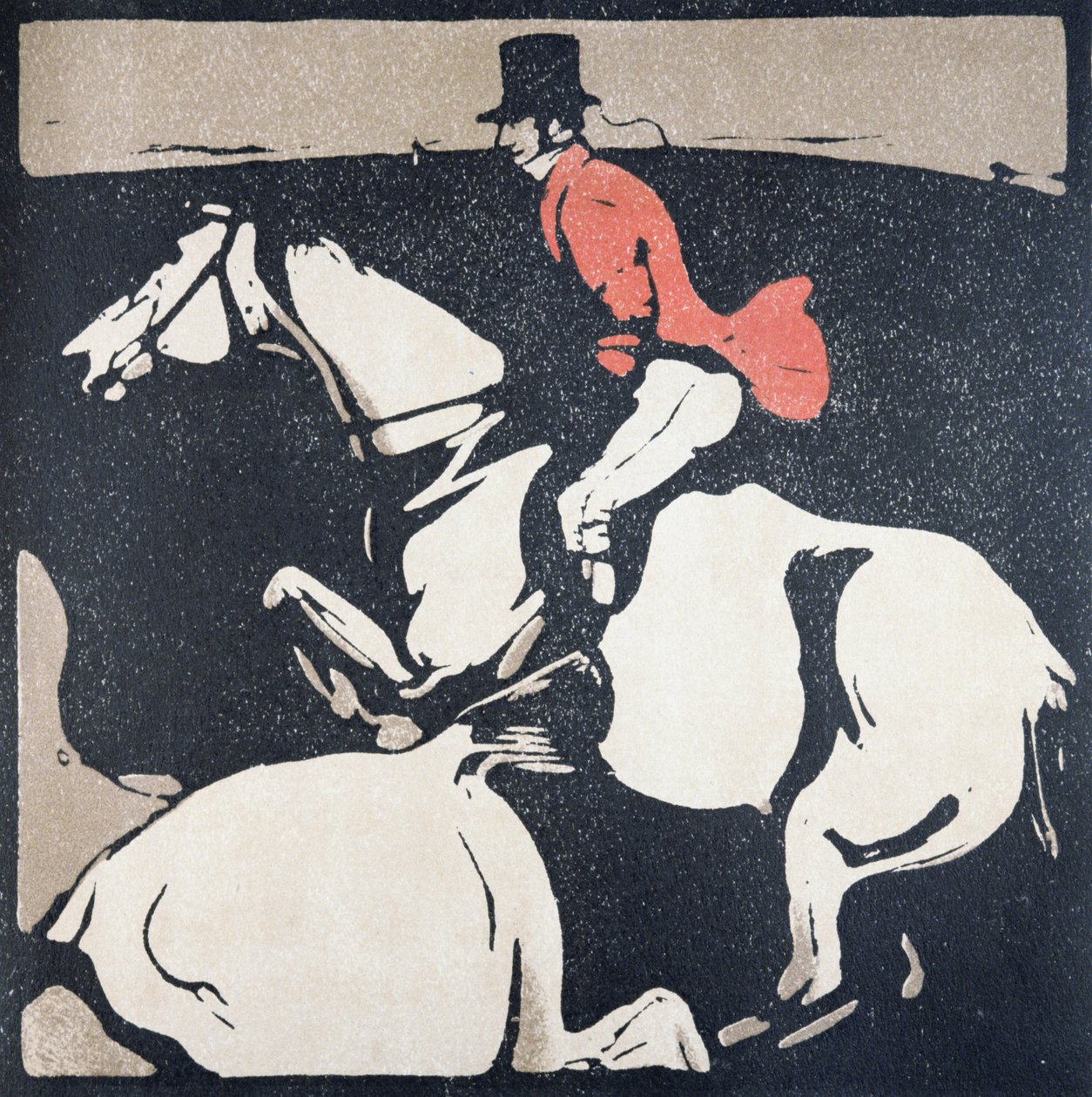 Január hónap: Vadászat, „Tizenkét sport almanachjából”, Rudyard Kipling szavaival, először William Heinemann alkotó: William Nicholson