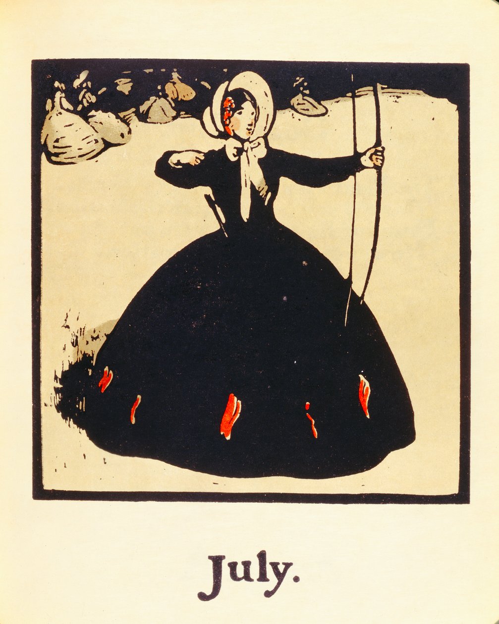 Július hónapja, a „Tizenkét sport almanachjából”, Rudyard Kipling szavaival, először William Heinemann alkotó: William Nicholson