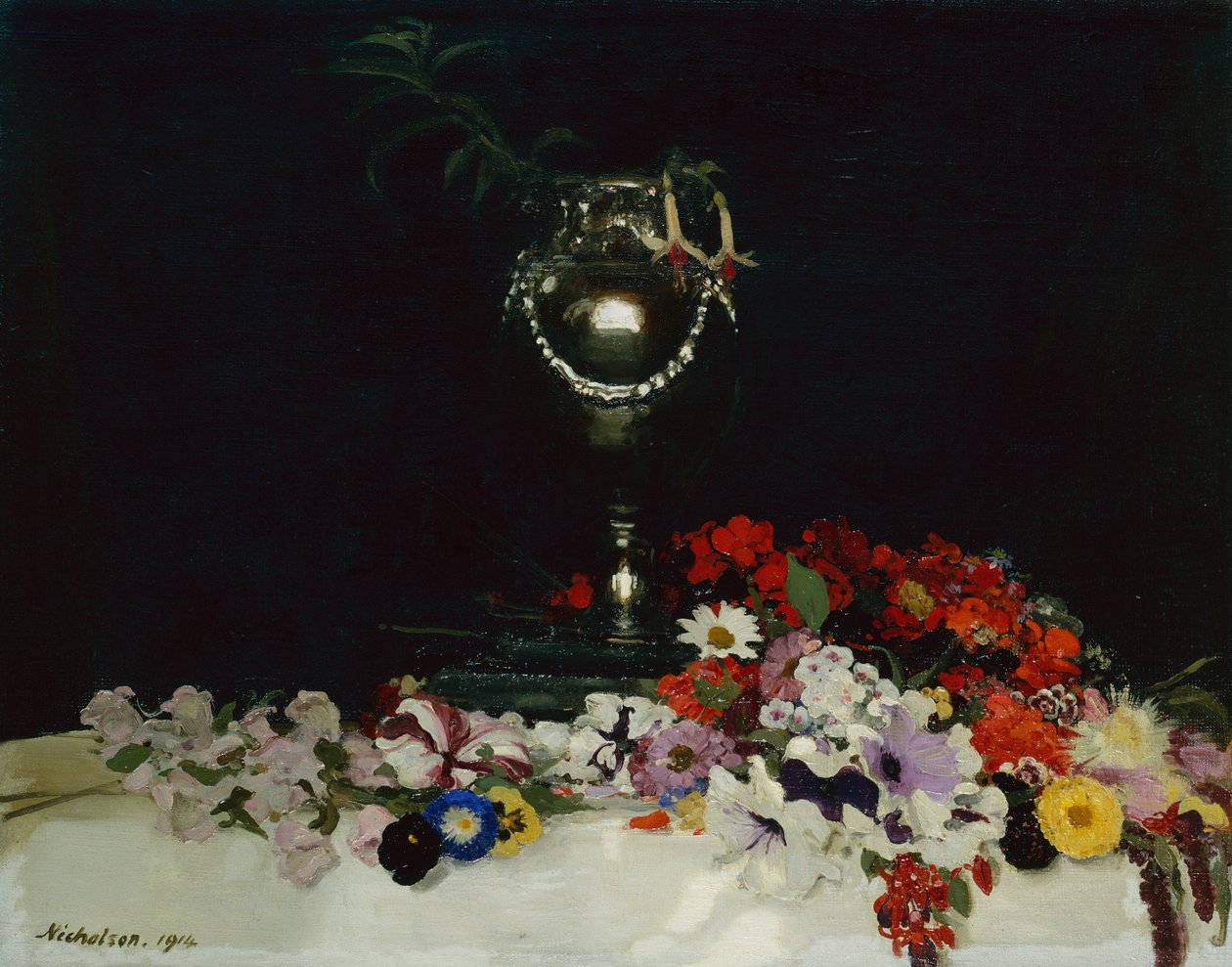 Urna és virágok az asztalon alkotó: William Nicholson