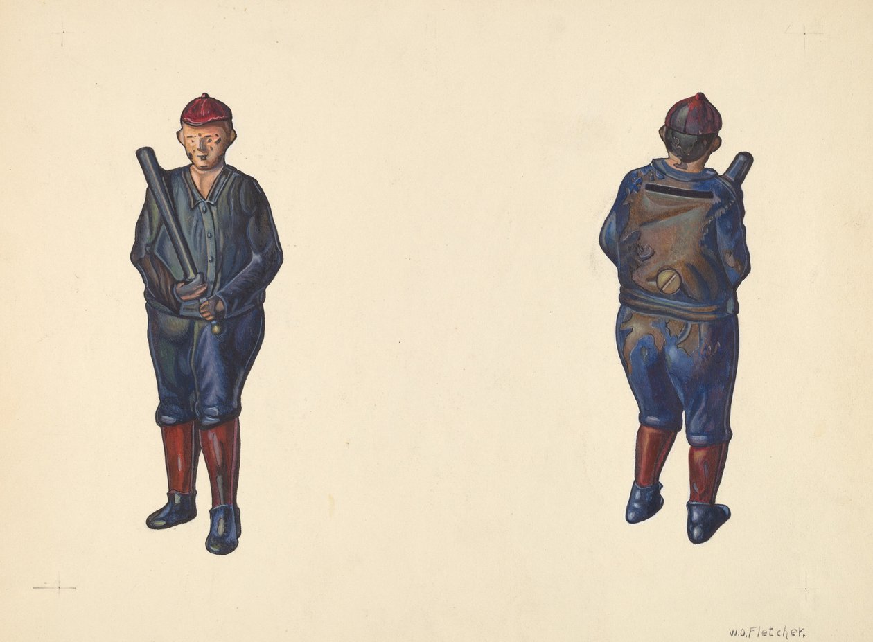 Baseball játékos érmebank, c. 1938. alkotó: William O. Fletcher