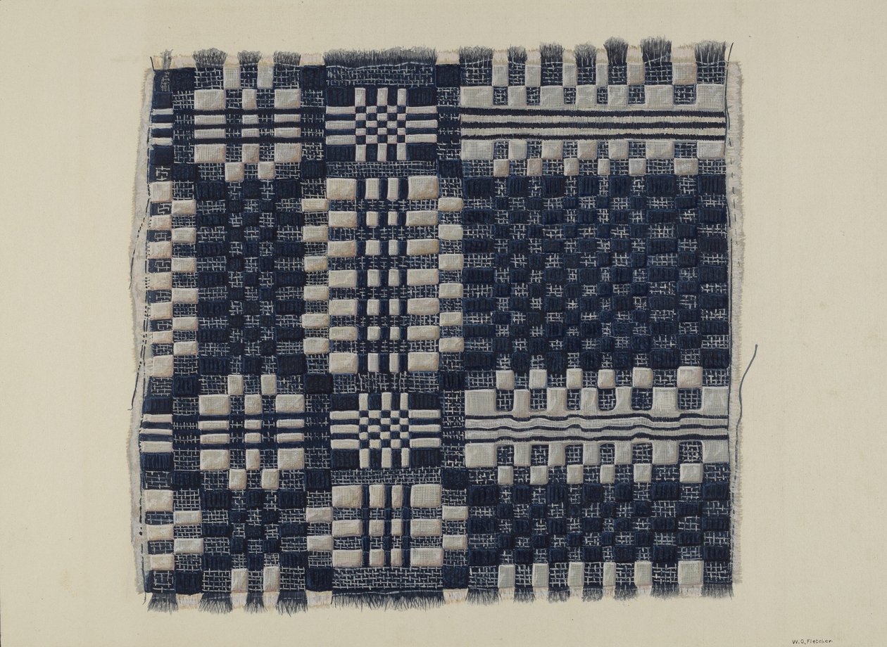 Kék-fehér szőttes, c. 1937. alkotó: William O. Fletcher