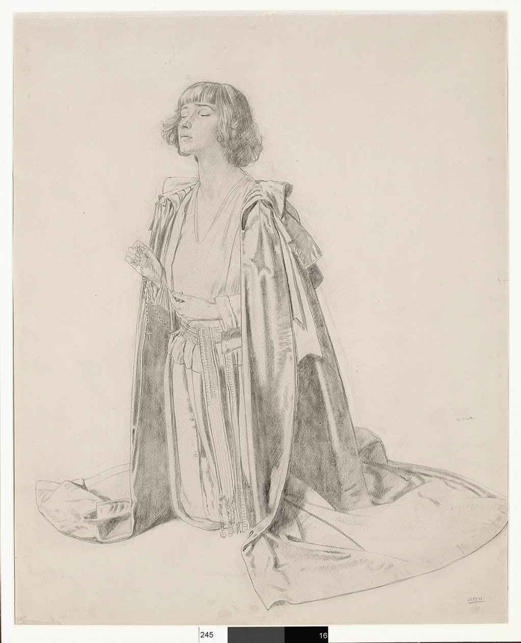 Térdelő nőalak – tanulmány a „Szent kúthoz”, 1914-1515 alkotó: William Orpen