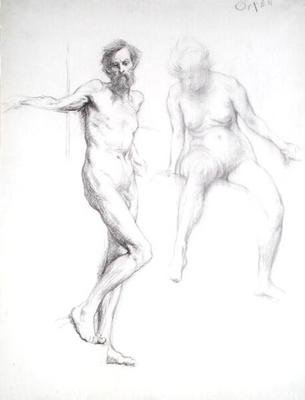Tanulmány egy férfiról és egy nőről (ceruza papíron) alkotó: William Orpen