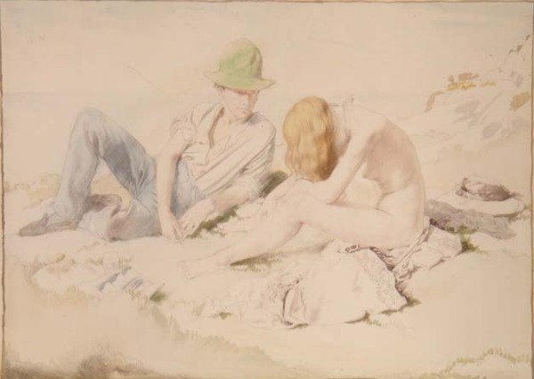 A rajzoló és modellje alkotó: William Orpen